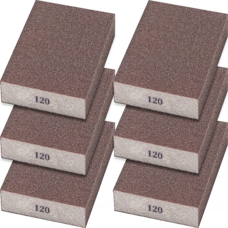 Sunxeke 6Pcs Sanding Sponge 120 Grit Fine Blocks for Metal Sanding Wood Sanding Pot Brush Pan Brush Washable&Reusable N-G-001-120 - Image 1